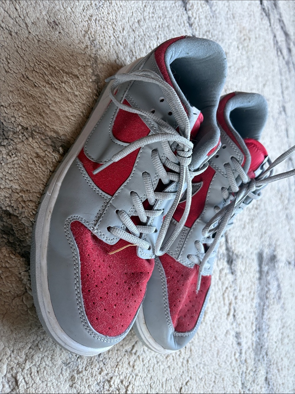 Nike Grey and Red Youth Sneakers